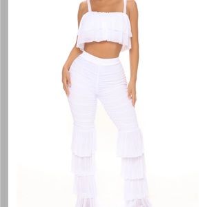 Brand new with tags white two piece ruffle set